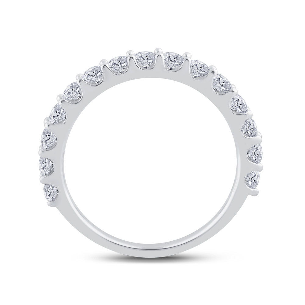 14K White Gold Womens Round Pave-set Diamond Single Row Wedding Band 1 Cttw, Womens Size: 5-10