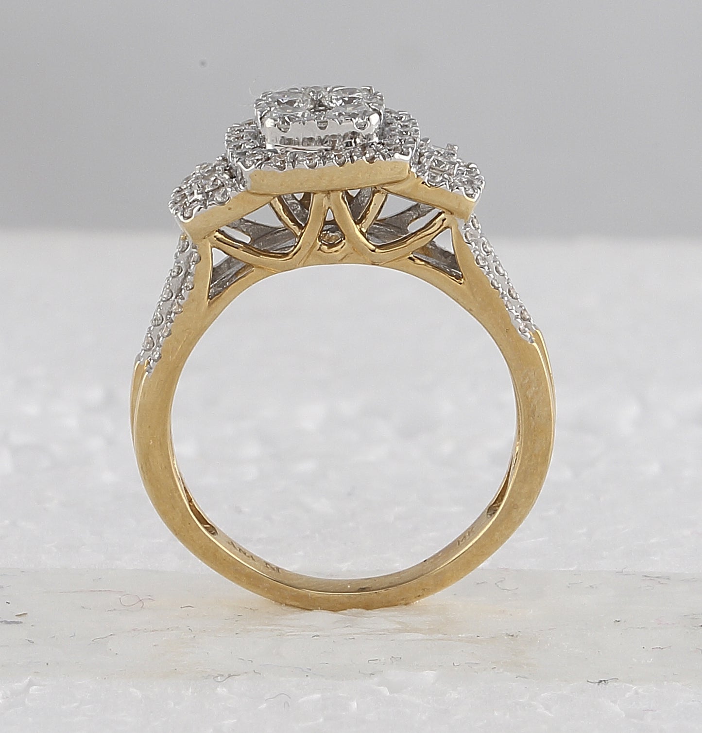 14K Yellow Gold Round Dia. Bridal Wedding Band Set 1ctw, Women's Size: 5-10