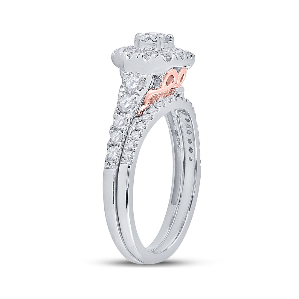 14K Two-tone Gold Round Diamond Bridal Wedding Ring Band Set 1 Cttw, Womens Size: 5-10