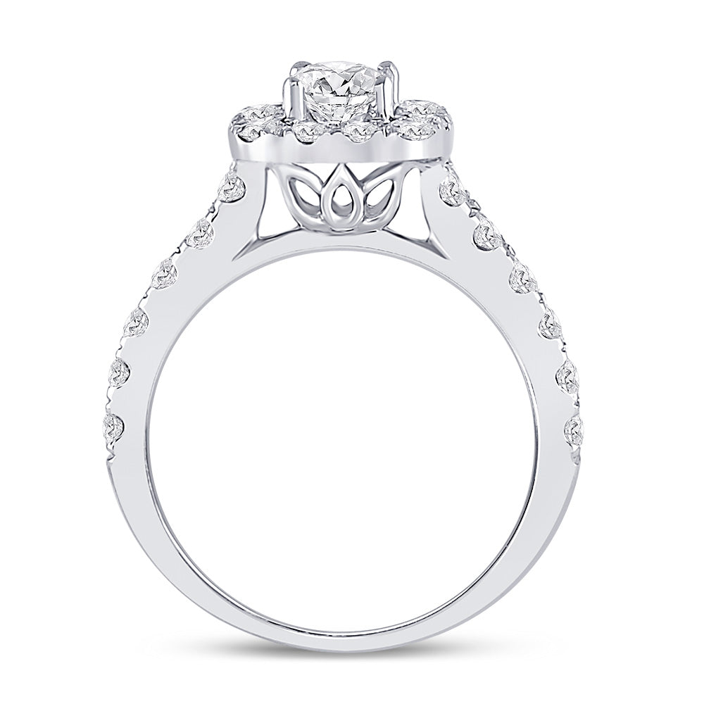 14K White Gold Round Diamond Solitaire Bridal Wedding Engagement Ring 1-1/2 Cttw, Womens Size: 5-10