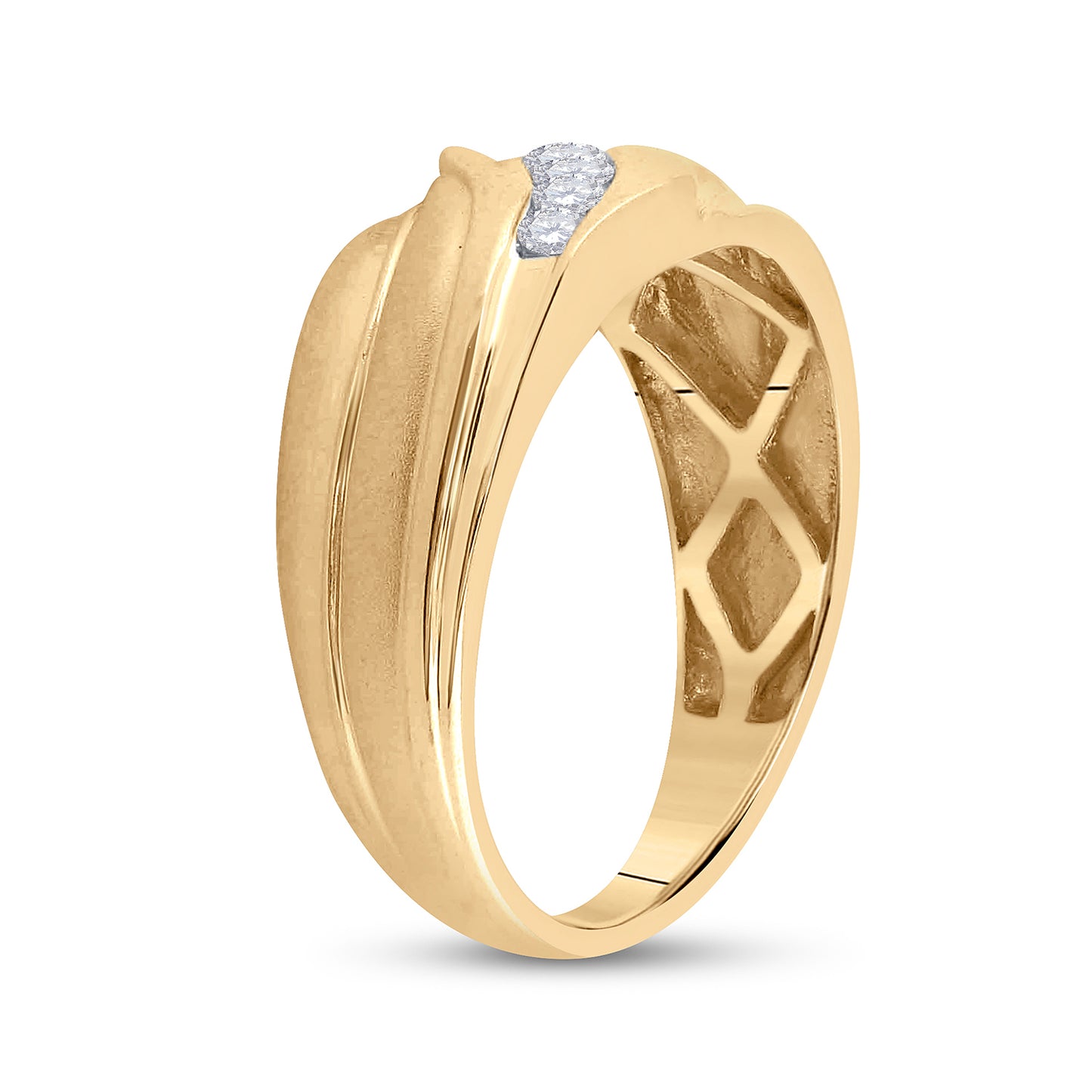 10K Yellow Gold Mens Round Diamond Wedding Band Ring 1/3 Cttw, Mens Size: 7-13
