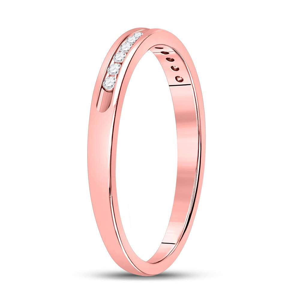 14K White Or Rose Gold Womens Round Diamond Single Row Channel-set Wedding Band , Womens Size: 5-10