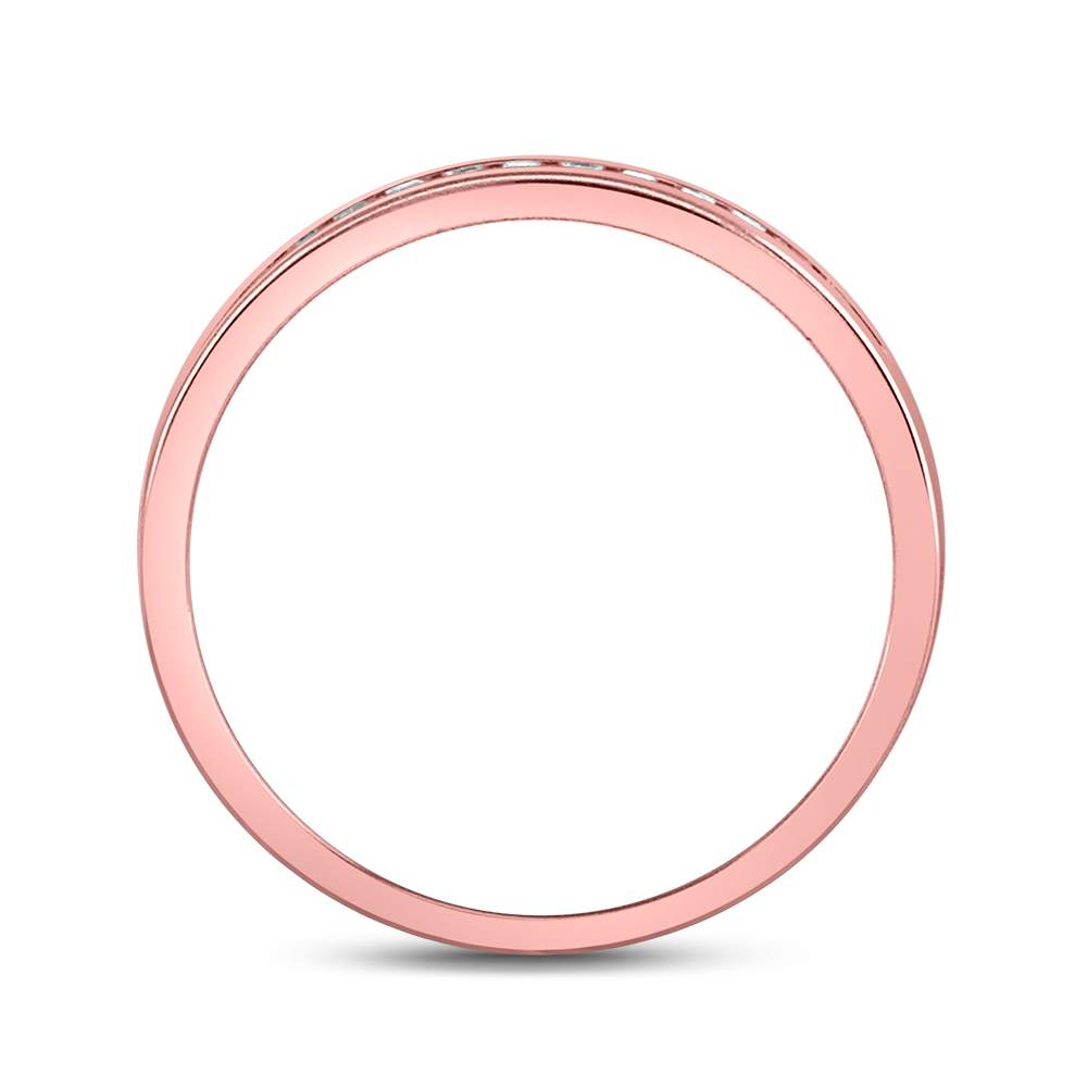 14K White Or Rose Gold Womens Round Diamond Single Row Channel-set Wedding Band , Womens Size: 5-10