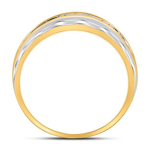 10K Two-tone Gold Mens Round Diamond Wedding Band Ring 1/4 Cttw, Mens Size: 7-13