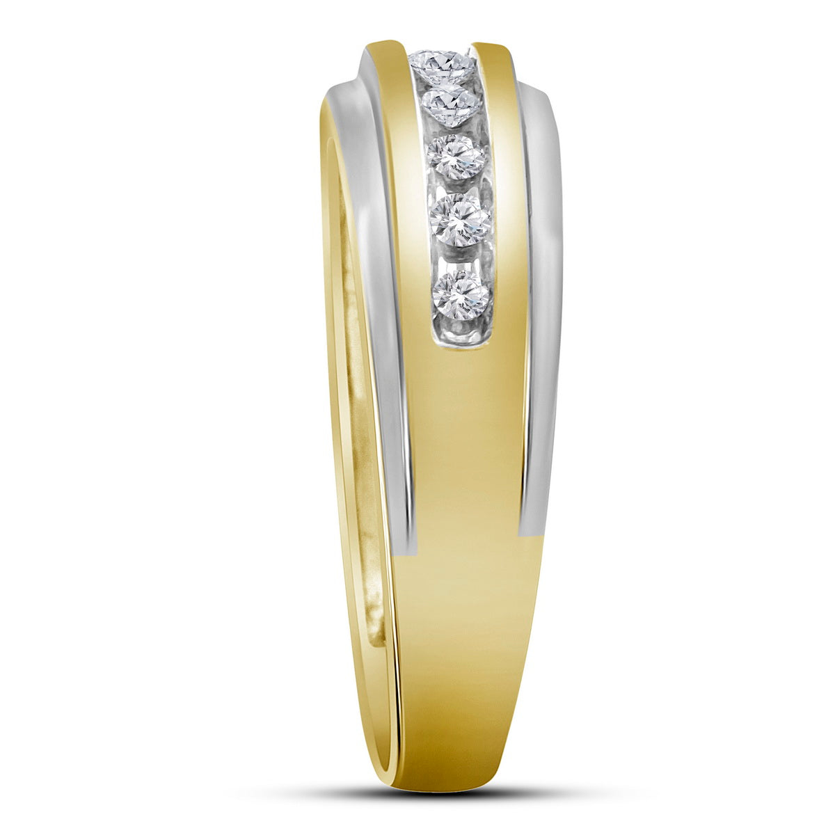 14K Yellow Gold Mens Round Diamond Wedding Band Ring 1/4 Cttw, Mens Size: 7-13