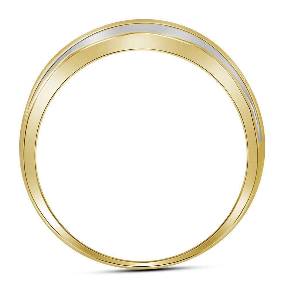 14K Yellow Gold Mens Round Diamond Wedding Band Ring 1/4 Cttw, Mens Size: 7-13