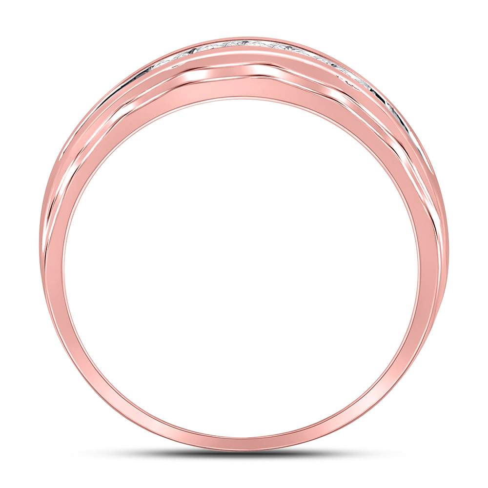 10K Rose Gold Mens Round Diamond Wedding Band Ring 1/4 Cttw, Mens Size: 7-13