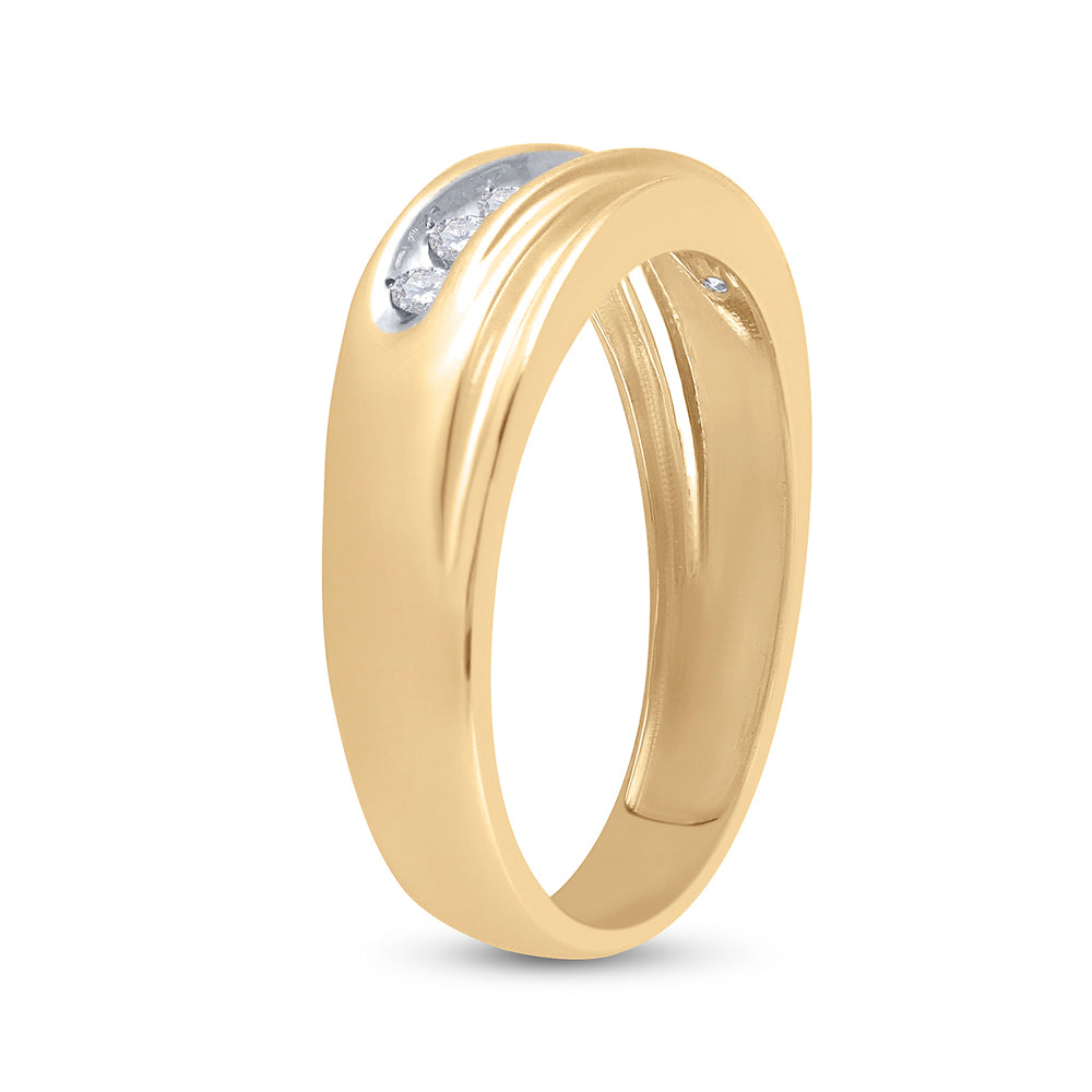 14K Yellow Gold Mens Round Diamond Wedding Band Ring 1/4ct., Mens Size: 7-13