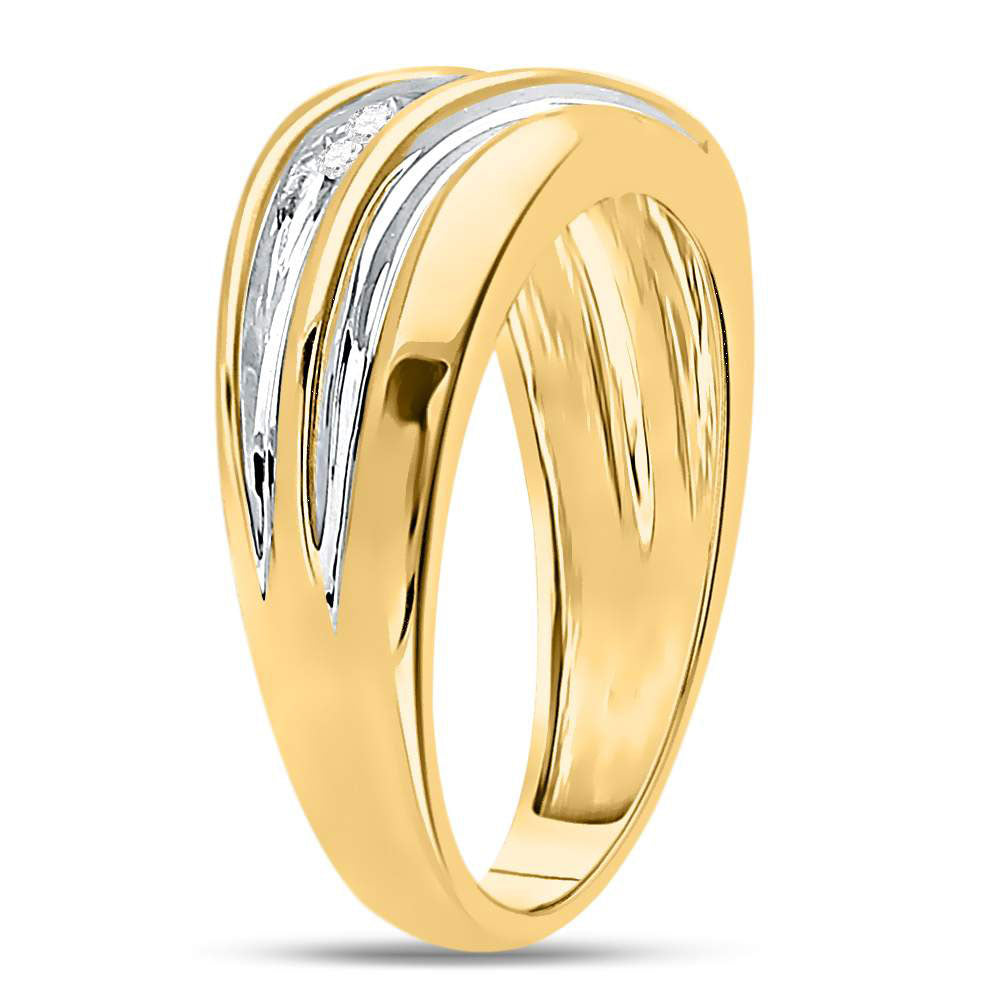 10K Yellow Gold Mens Round Diamond Wedding Band Ring 1/4 Cttw, Mens Size: 7-13