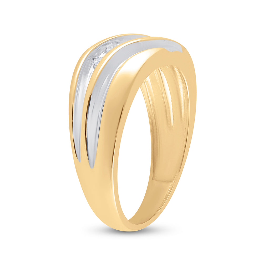 14K Yellow Gold Mens Round Diamond Wedding Band Ring 1/4ctw, Mens Size: 7-13