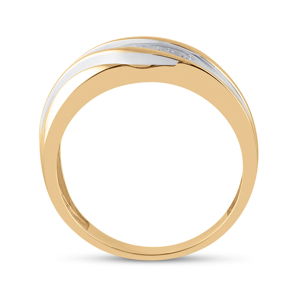 14K Yellow Gold Mens Round Diamond Wedding Band Ring 1/4ctw, Mens Size: 7-13