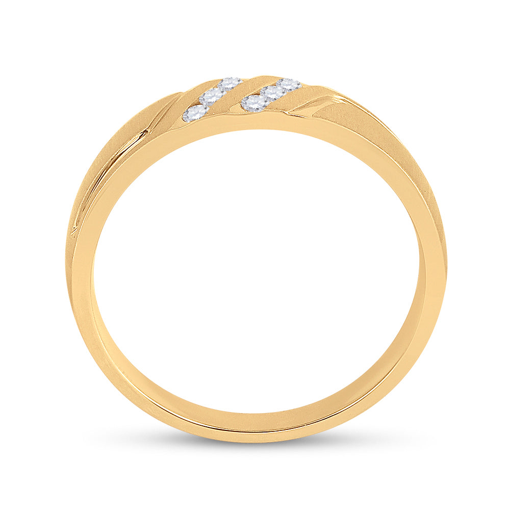 14K Yellow Gold Mens Round Diamond Wedding Band Ring 1/6 Cttw, Mens Size: 7-13