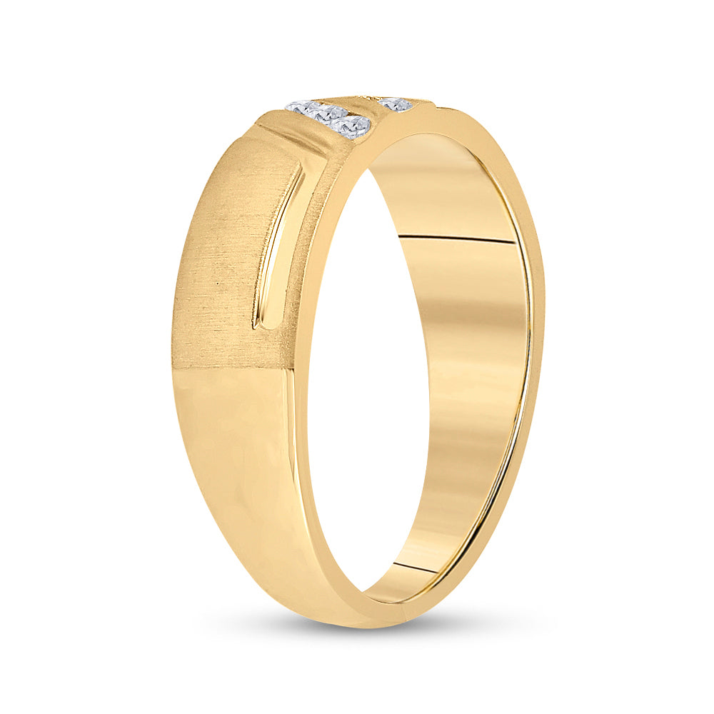 14K Yellow Gold Mens Round Diamond Wedding Band Ring 1/6 Cttw, Mens Size: 7-13