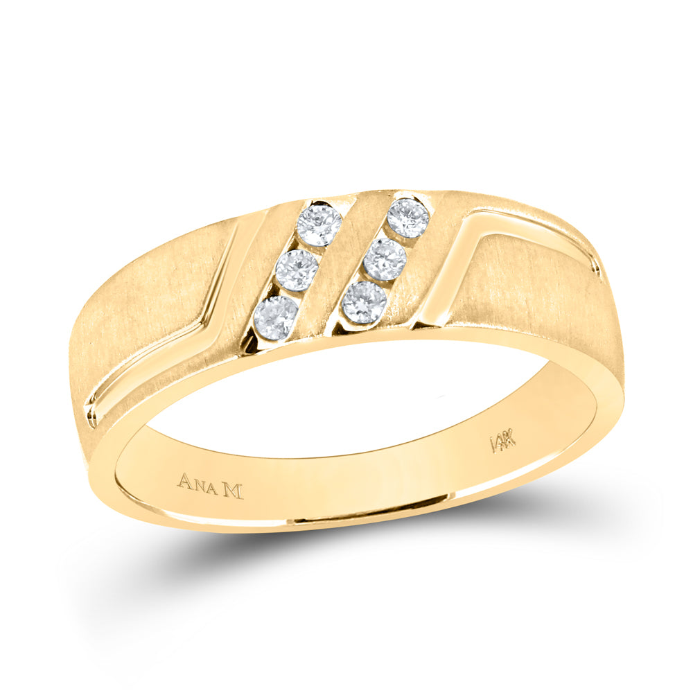14K Yellow Gold Mens Round Diamond Wedding Band Ring 1/6 Cttw, Mens Size: 7-13