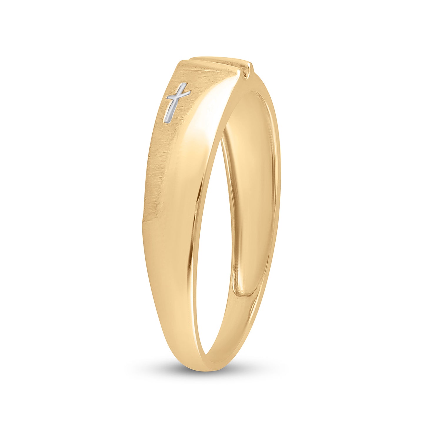 14K Yellow Or White Gold Mens Round Diamond Wedding Cross Band Ring 1/20 Cttw, Mens Size: 7-13