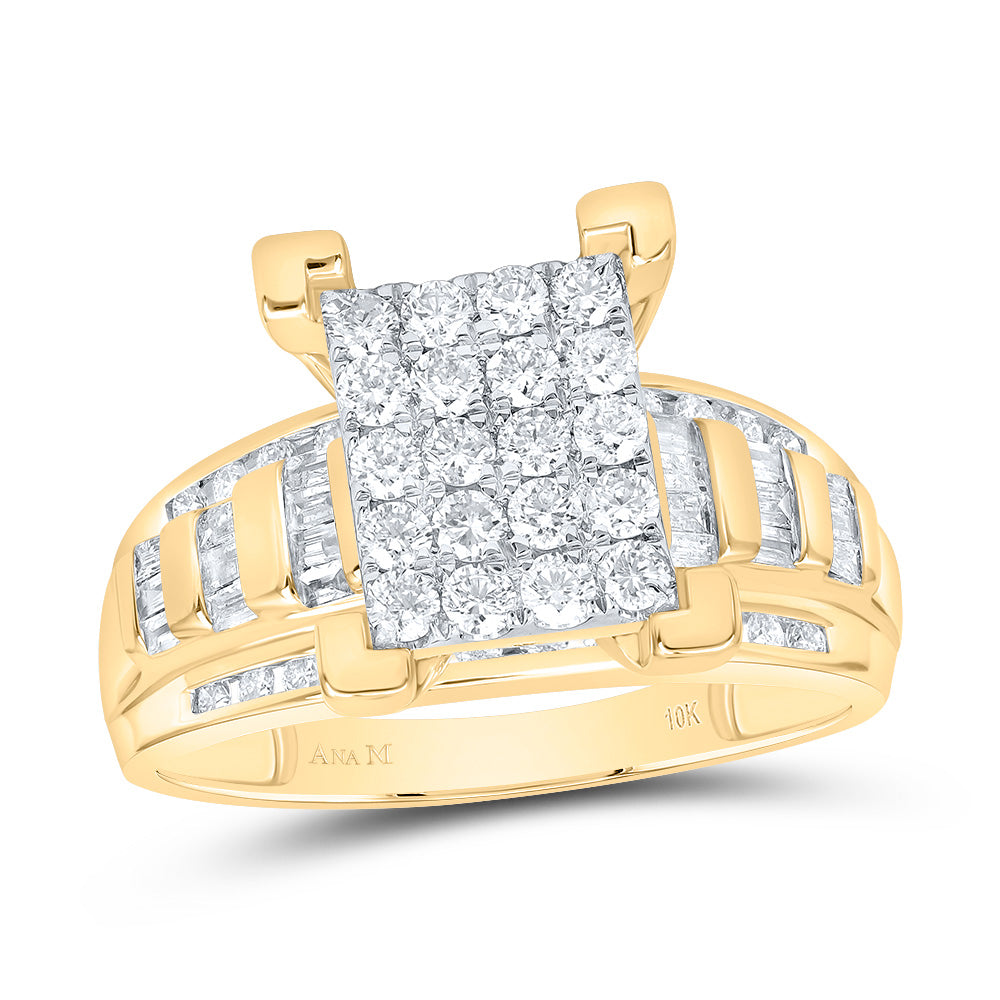 10k Yellow Or White Gold Womens Round Diamond Cindys Dream Cluster Bridal Wedding Engagement Ring 7/8 Cttw