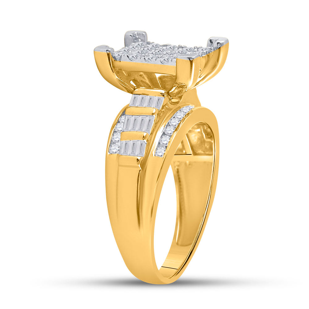 10k Yellow Or White Gold Womens Round Diamond Cindys Dream Cluster Bridal Wedding Engagement Ring 7/8 Cttw