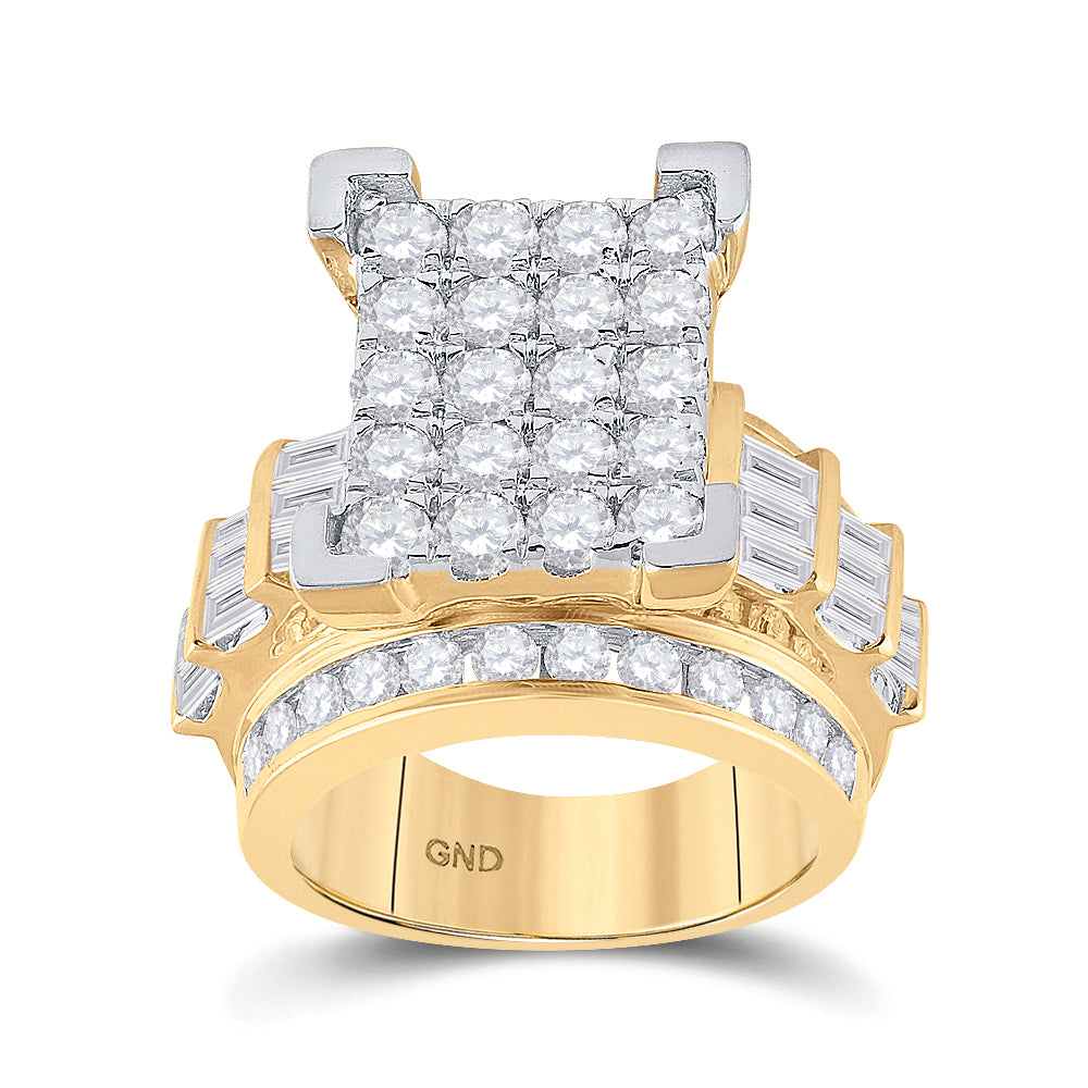 14K Yellow Gold Round Diamond Cluster Bridal Wedding Engagement Ring 4 Cttw, Womens Size: 5-10