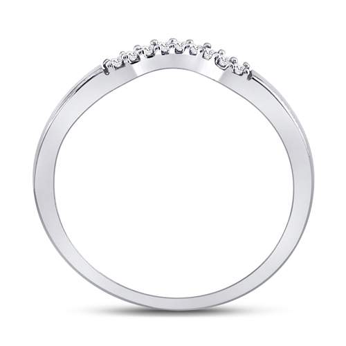 10K White Gold Womens Round Diamond Contoured Solitaire Enhancer Wedding Band 1/20 Cttw, Womens Size: 5-10