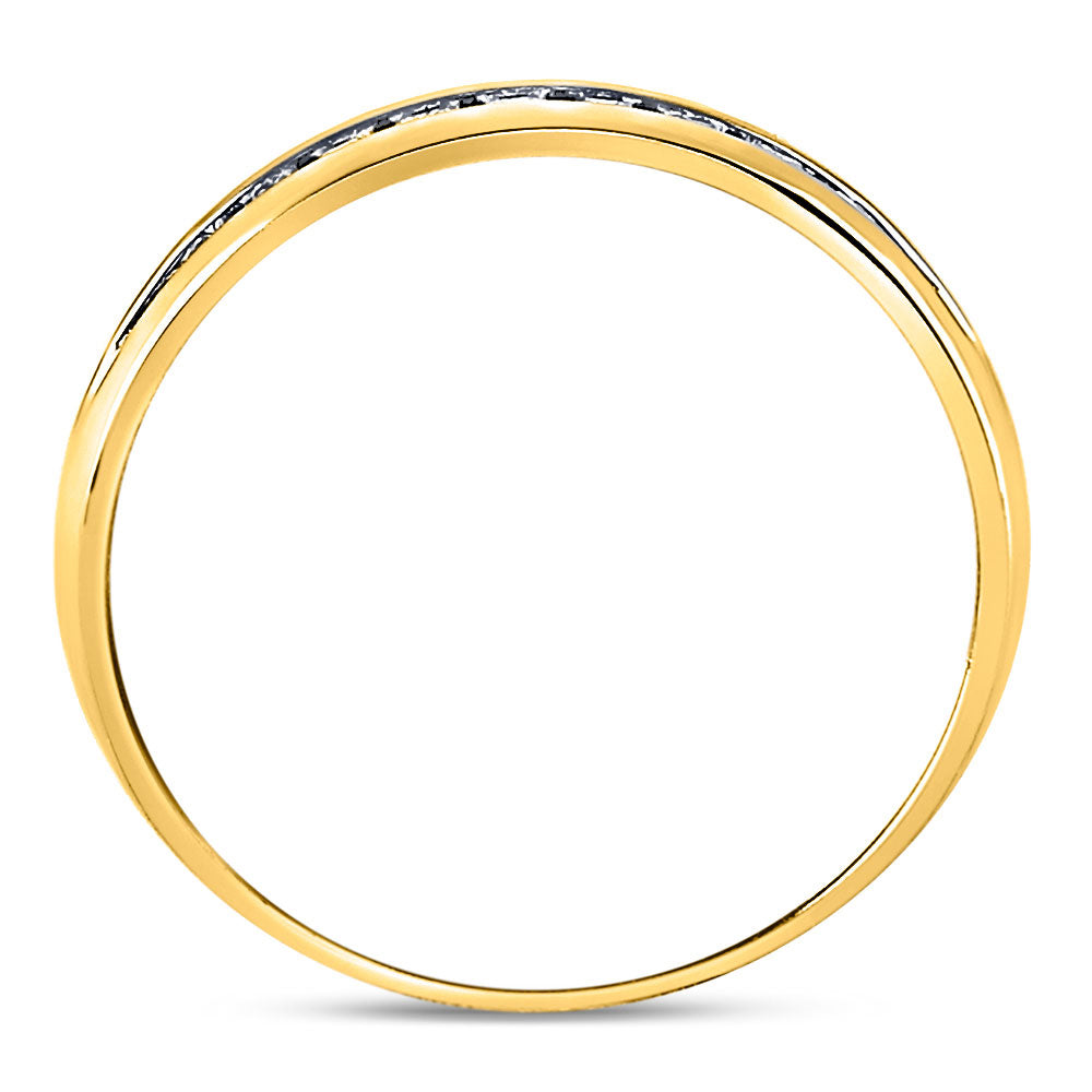 14K Yellow Gold Mens Round Diamond Single-row Channel-set Wedding Band Ring 1/4 Cttw, Mens Size: 7-13