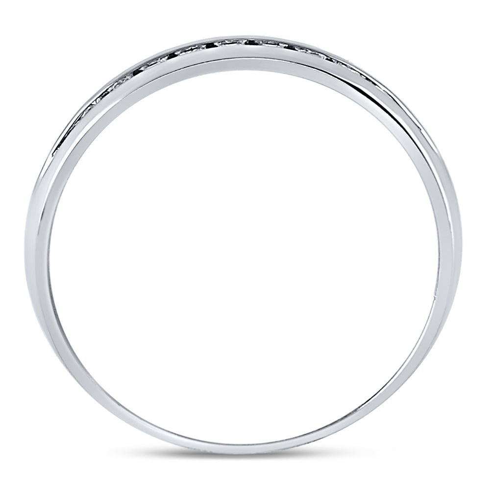 14K White Gold Mens Machine Set Round Diamond Wedding Channel Band Ring 1/4 Cttw, Mens Size: 7-13