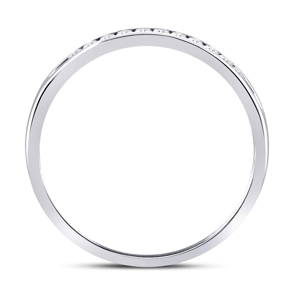 14K White Gold Womens Round Channel-set Diamond Single Row Wedding Band 1/10 Cttw, Womens Size: 5-10