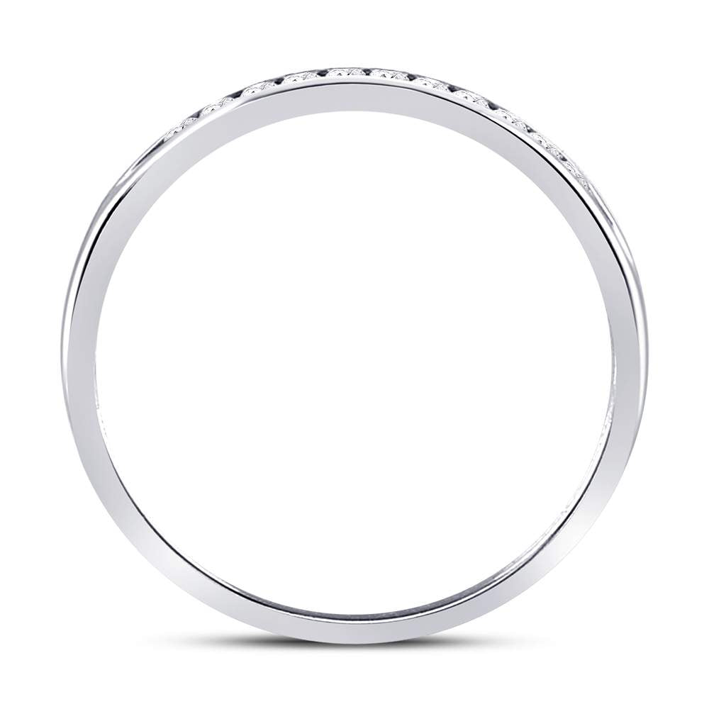 14K White Gold Womens Round Channel-set Diamond Single Row Wedding Band 1/10 Cttw, Womens Size: 5-10