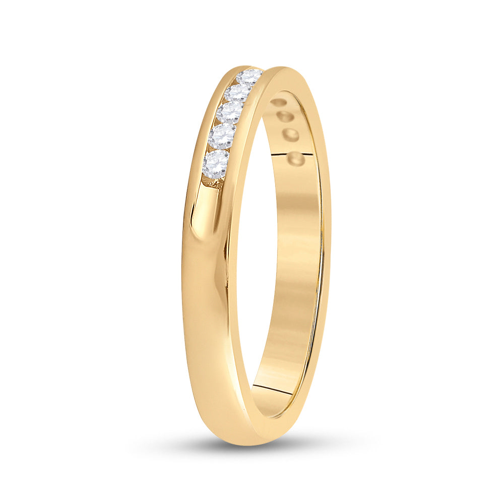 14K Yellow Gold Womens Round Diamond Wedding Band 1/4 Cttw, Womens Size: 5-10