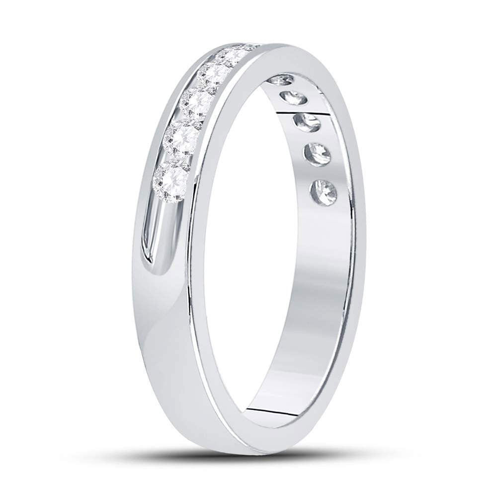 14K White Gold Womens Round Diamond Wedding Machine Set Band 1/2 Cttw, Womens Size: 5-10