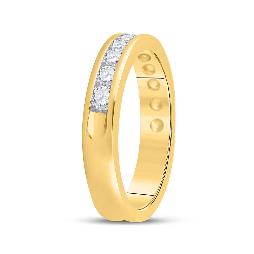 14K Yellow Gold Womens Round Diamond Channel-set 4mm Wedding Band 3/4 Cttw, Womens Size: 5-10