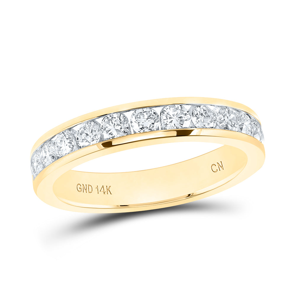 14K Yellow Gold Womens Round Diamond Channel-set 4mm Wedding Band 3/4 Cttw, Womens Size: 5-10