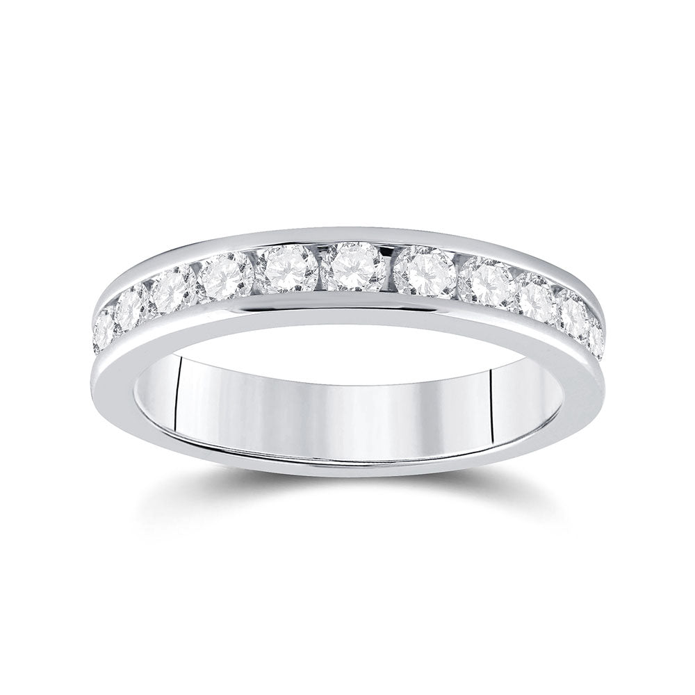 14K White Gold Womens Round Diamond Wedding Band 3/4 Cttw, Womens Size: 5-10