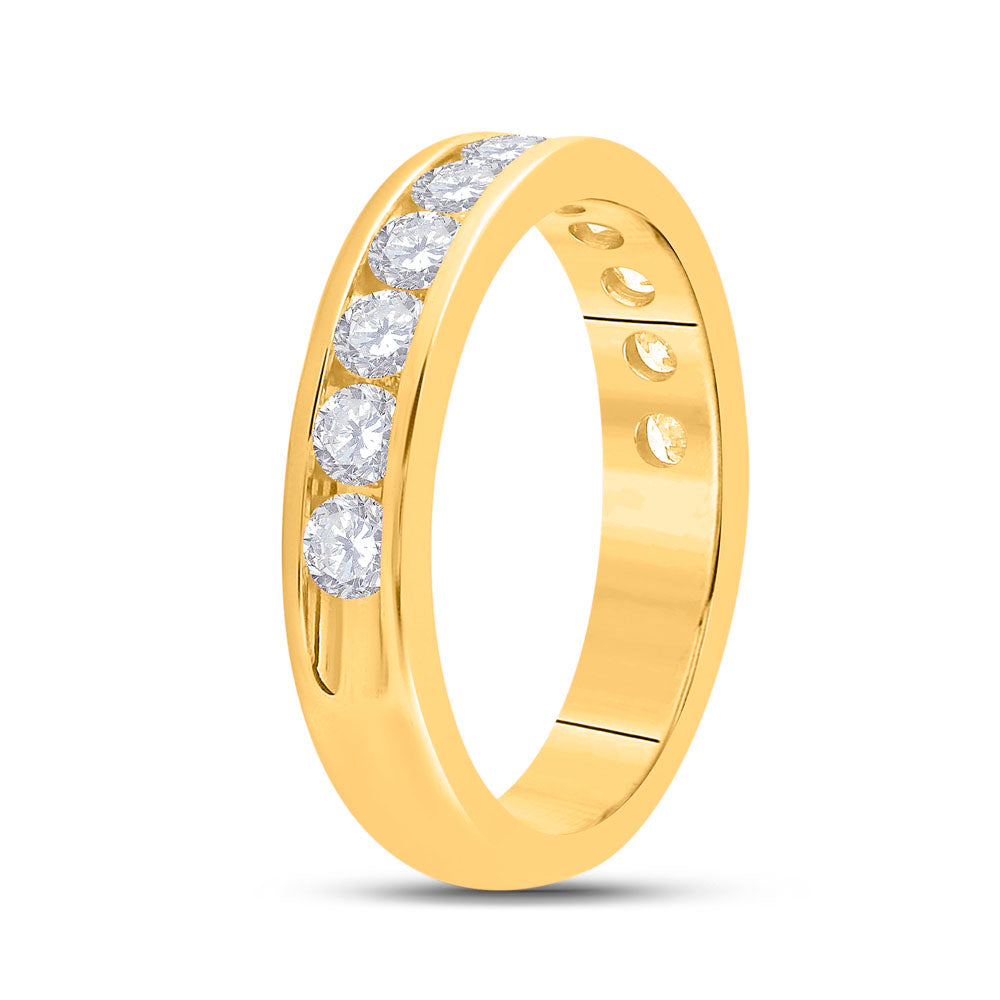 14K Yellow Gold Womens Round Diamond Wedding Single Row Band 1 Cttw, Womens Size: 5-10