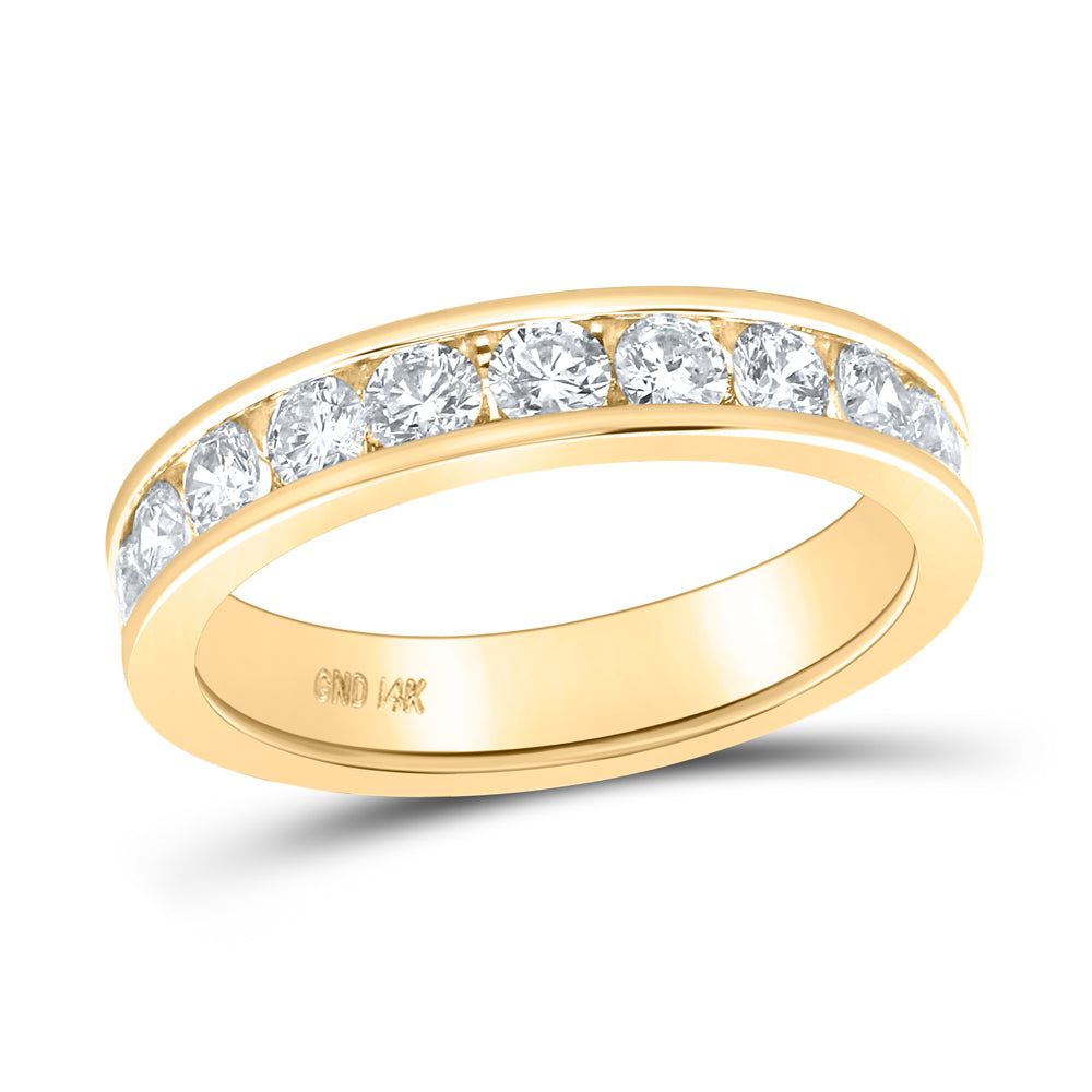 14K Yellow Gold Womens Round Diamond Wedding Single Row Band 1 Cttw, Womens Size: 5-10