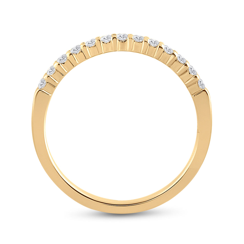 14K Yellow Gold Womens Round Dia. Wedding Single Row Band 0.25 ctw, Women's Size: 5-10