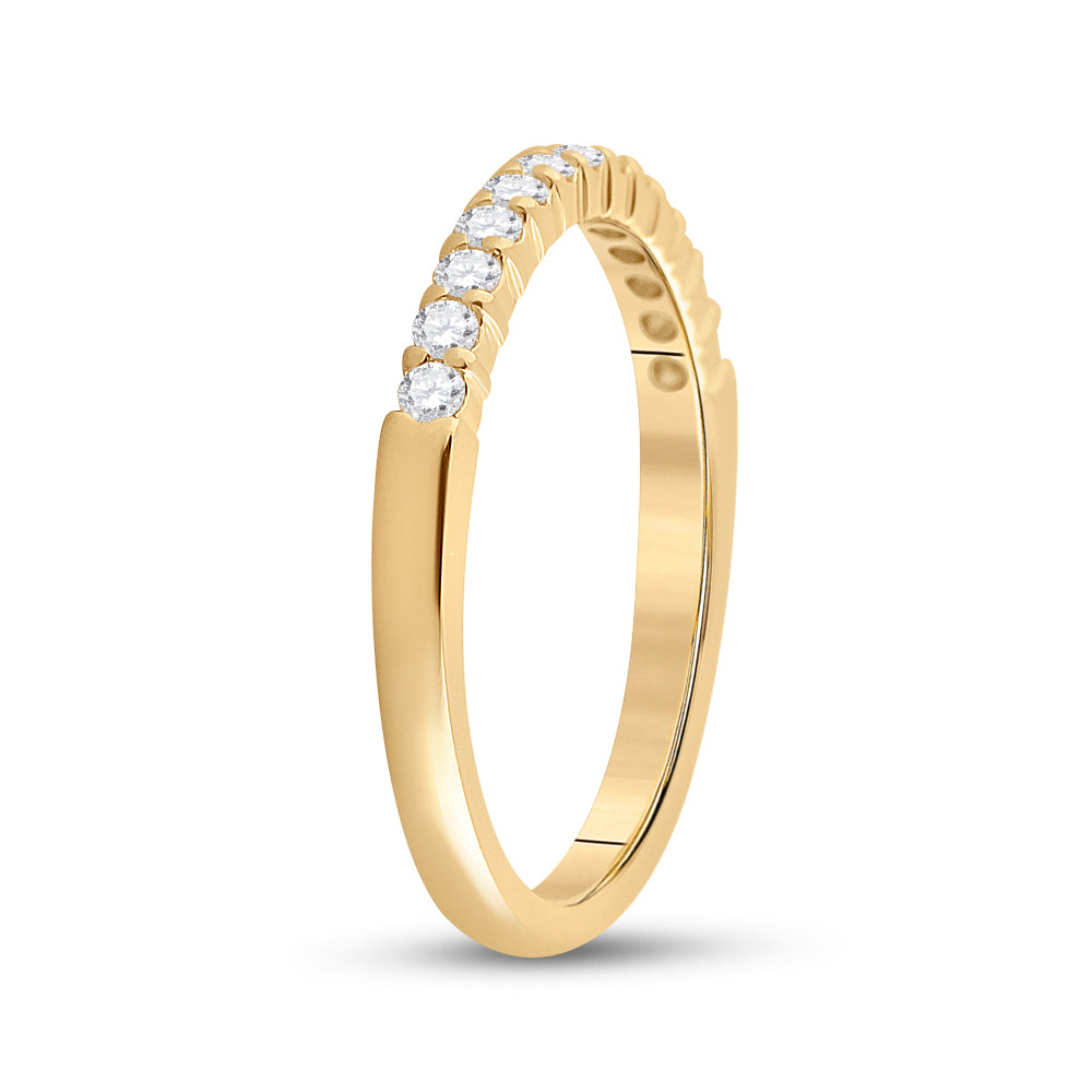 14K Yellow Gold Womens Round Dia. Wedding Single Row Band 0.25 ctw, Women's Size: 5-10