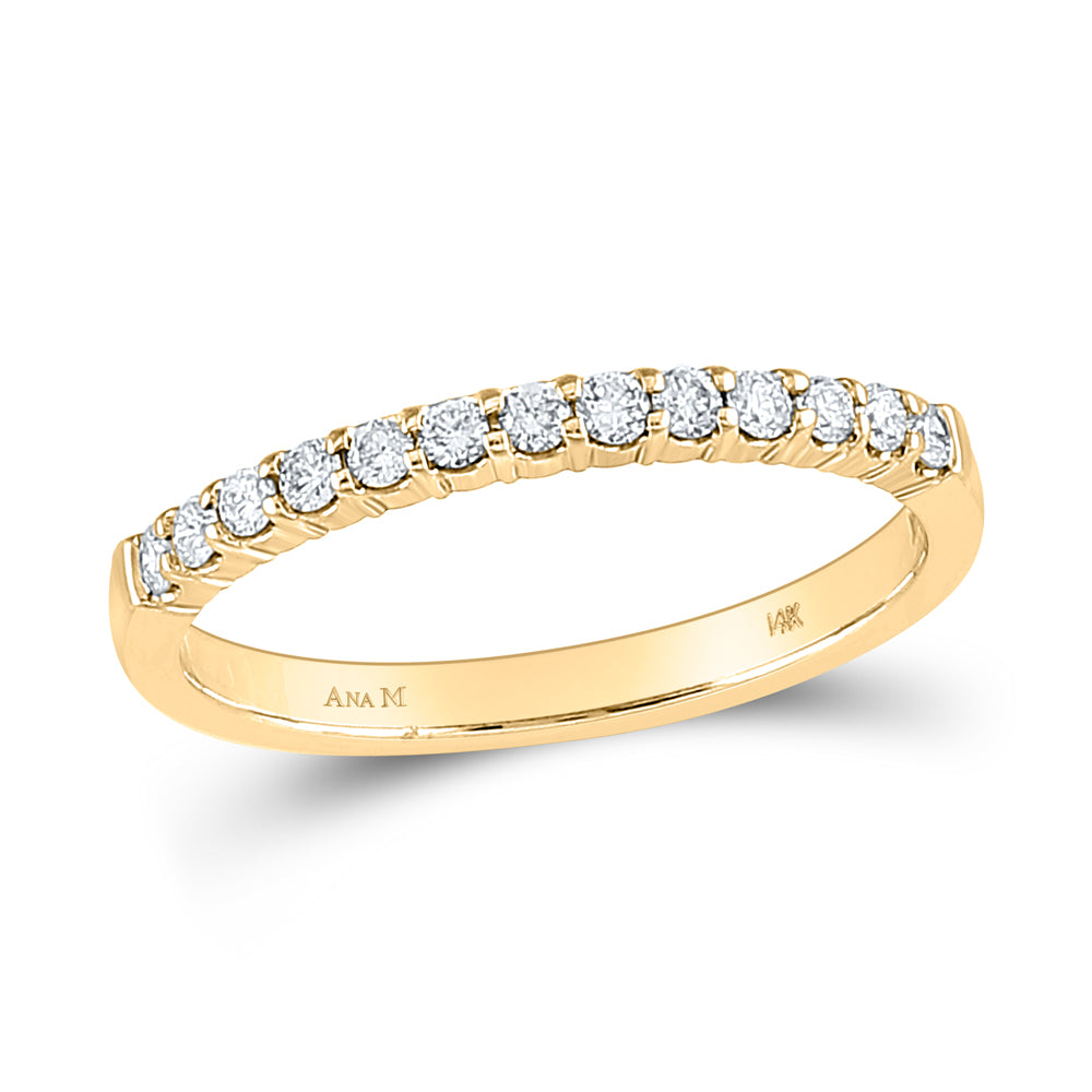 14K Yellow Gold Womens Round Dia. Wedding Single Row Band 0.25 ctw, Women's Size: 5-10