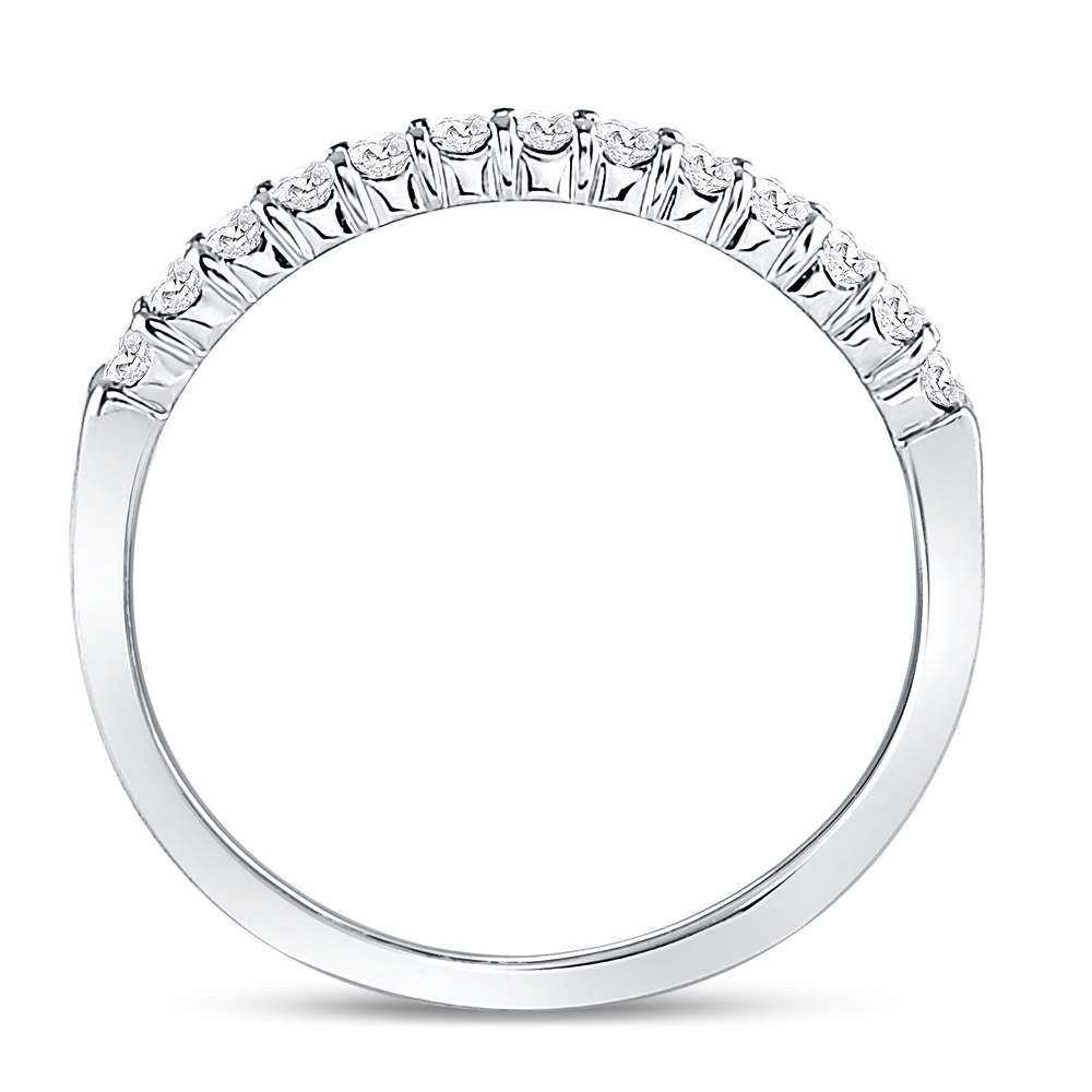 14K White Gold Womens Round Diamond Machine-set Wedding Band Ring 1/4 Cttw, Womens Size: 5-10