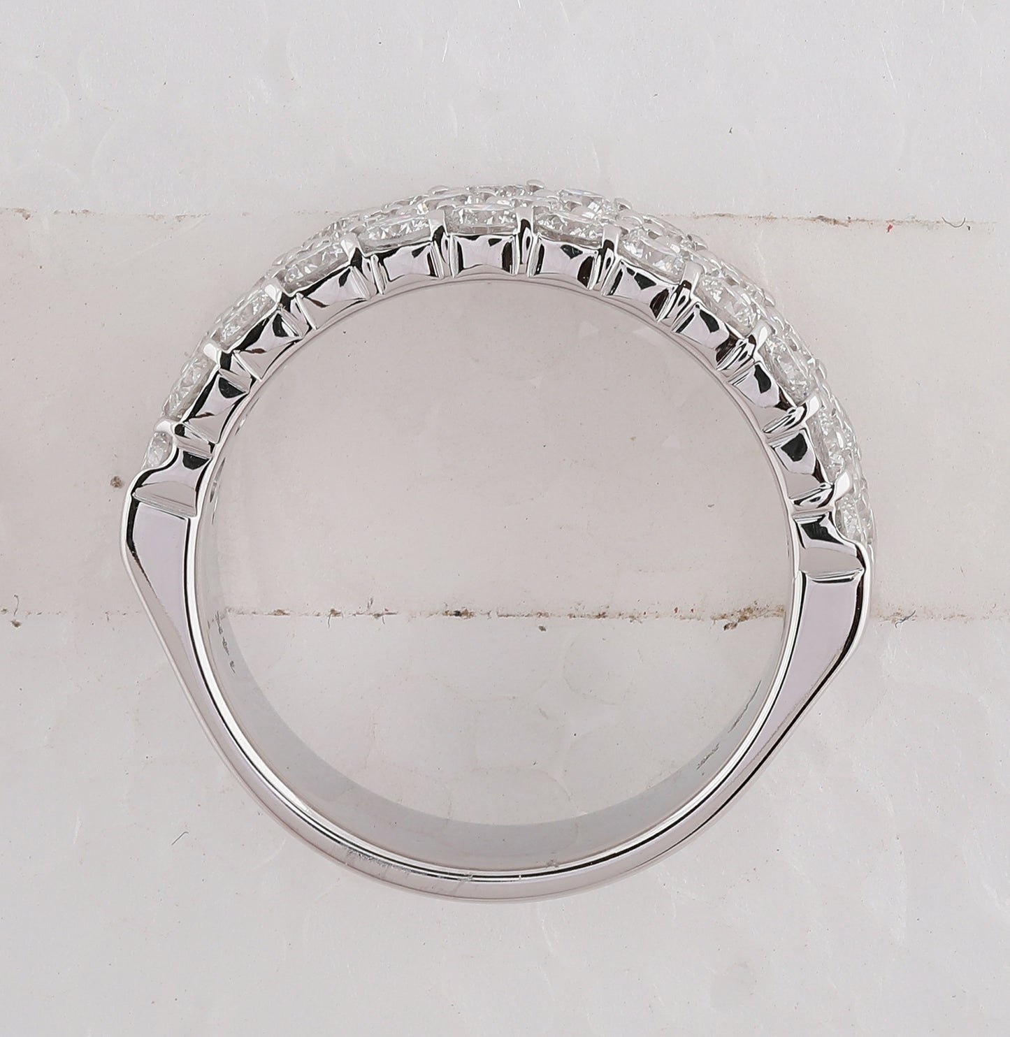 14K White Gold Womens Round Pave-set Diamond Triple Row Wedding Band 2 Cttw, Womens Size: 5-10