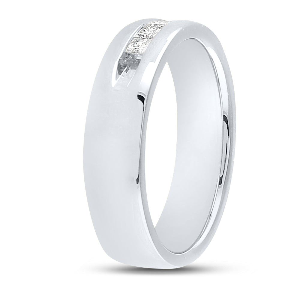 14kt White Gold Mens Princess Diamond Single Row Channel-set Wedding Band 1/2 Cttw
