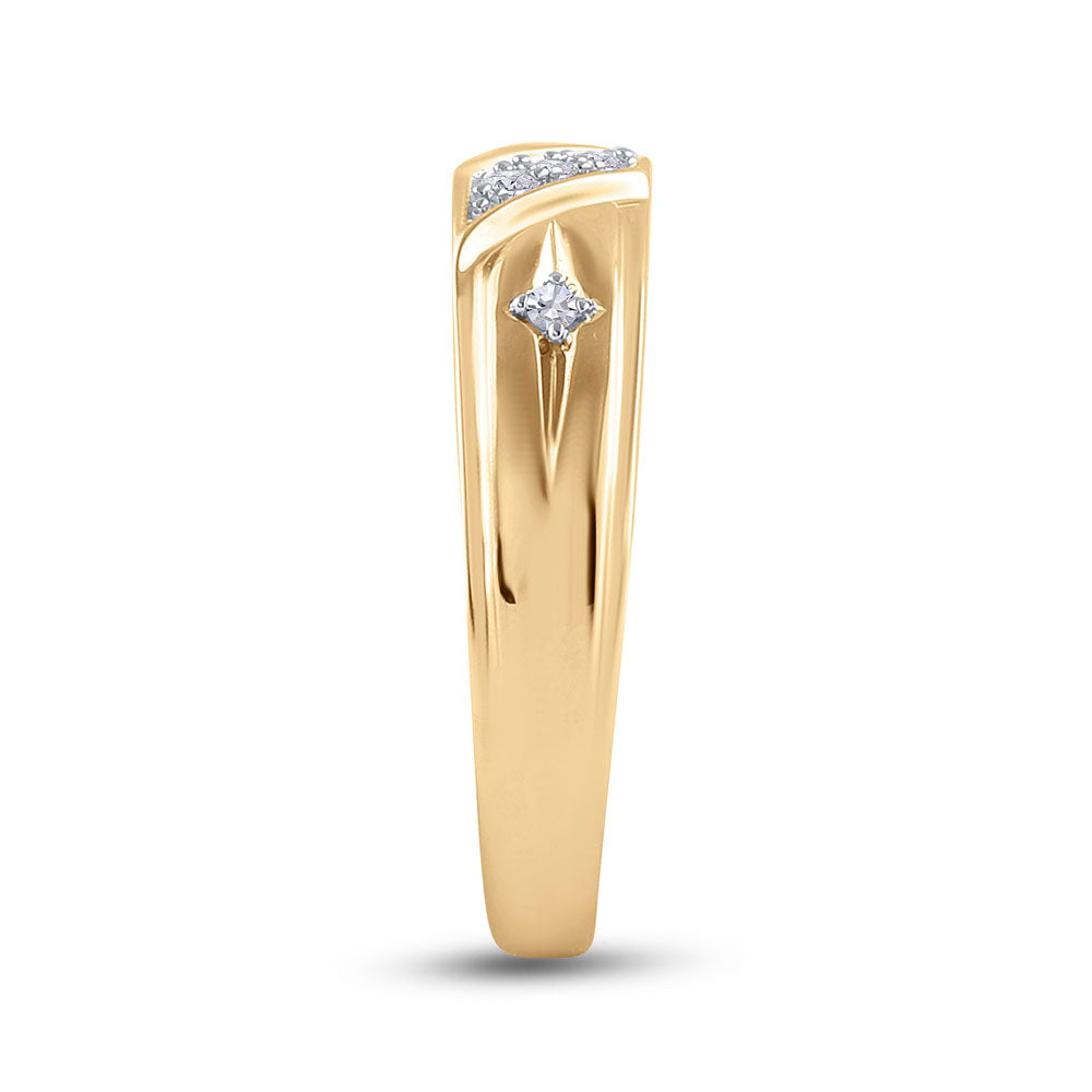 10K Yellow Gold His Hers Round Diamond Cross Matching Wedding Set 1/5 Cttw, Womens Size: 5-10, Mens Size: 7-13