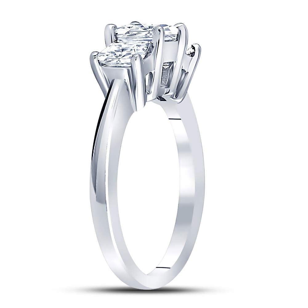 14K White Gold Princess Diamond 3-stone Bridal Wedding Engagement Ring 1-1/2 Cttw, Womens Size: 5-10