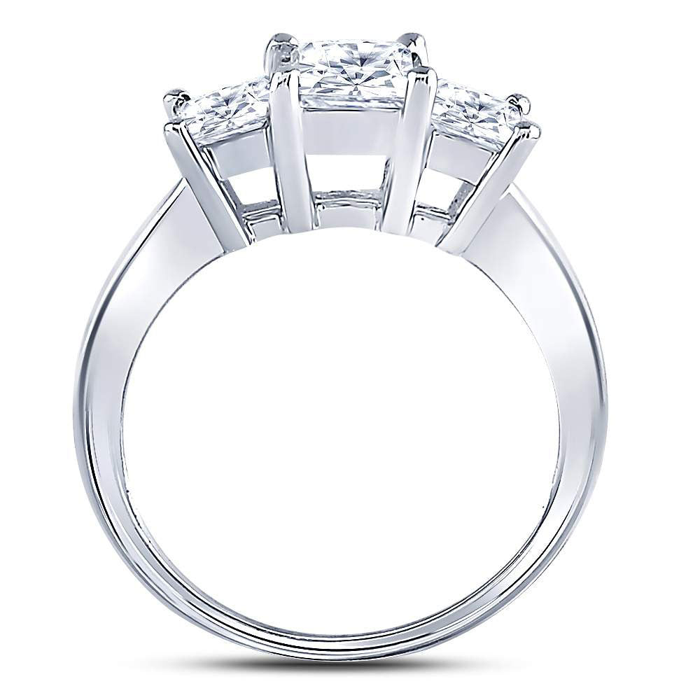 14K White Gold Princess Diamond 3-stone Bridal Wedding Engagement Ring 1-1/2 Cttw, Womens Size: 5-10