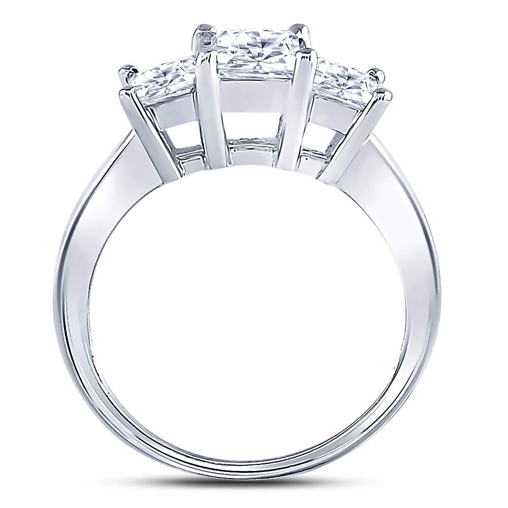 14K White Gold Princess Diamond 3-stone Bridal Wedding Engagement Ring 1-1/2 Cttw, Womens Size: 5-10