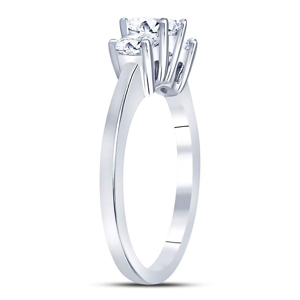 14K White Gold Princess Diamond 3-stone Bridal Wedding Engagement Ring 1 Cttw, Womens Size: 5-10