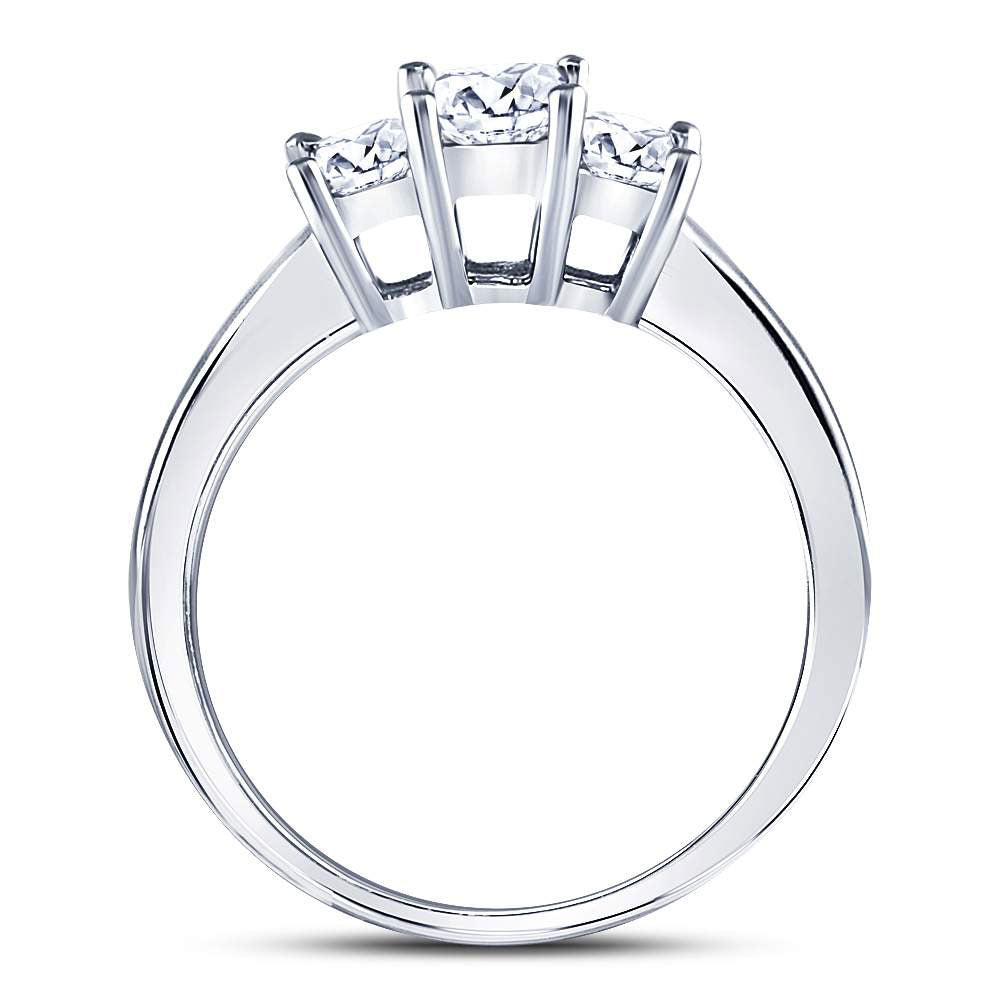 14K White Gold Princess Diamond 3-stone Bridal Wedding Engagement Ring 1 Cttw, Womens Size: 5-10