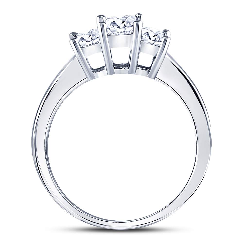 14K White Gold Princess Diamond 3-stone Bridal Wedding Engagement Ring 1 Cttw, Womens Size: 5-10