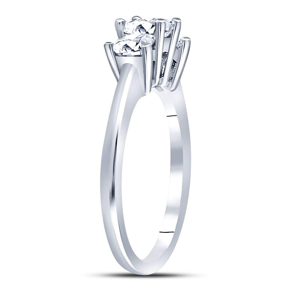 14K White Gold Princess Diamond 3-stone Bridal Wedding Engagement Ring 1ctw, Womens Size: 5-10