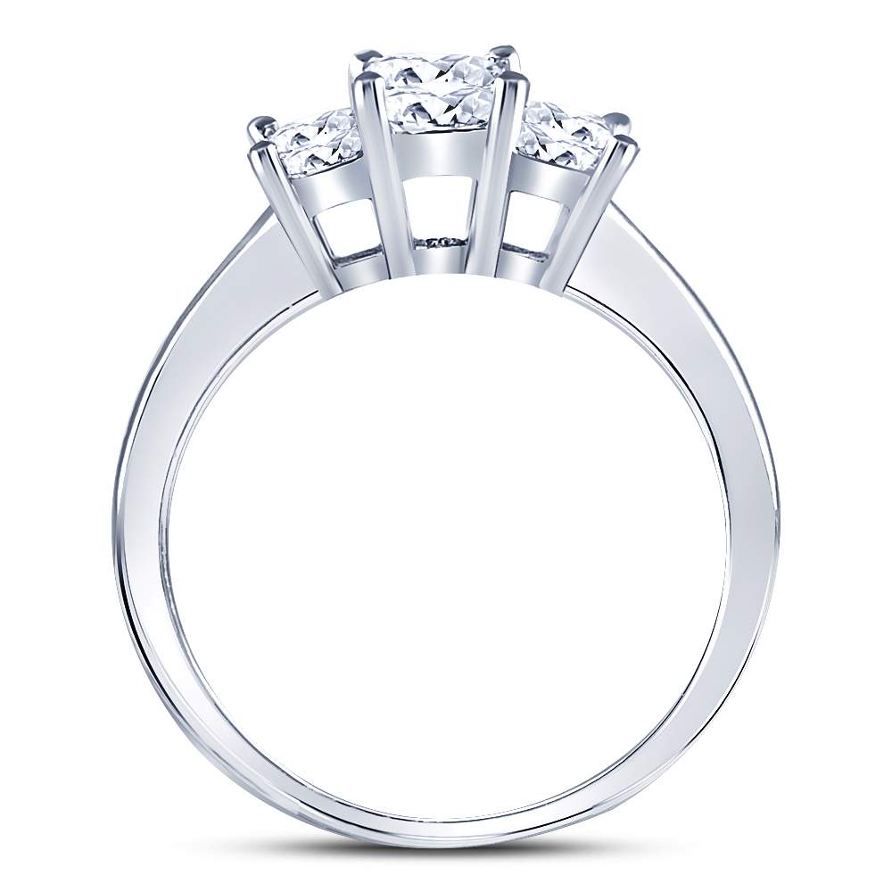 14K White Gold Princess Diamond 3-stone Bridal Wedding Engagement Ring 1ctw, Womens Size: 5-10