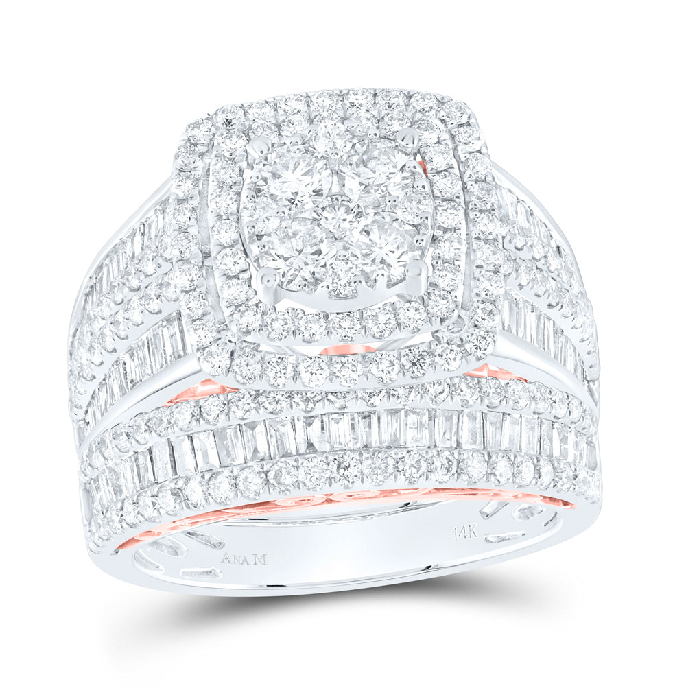 14K Two-tone Gold Round Diamond Bridal Wedding Ring Band Set 2-1/2 Cttw, Womens Size: 5-10